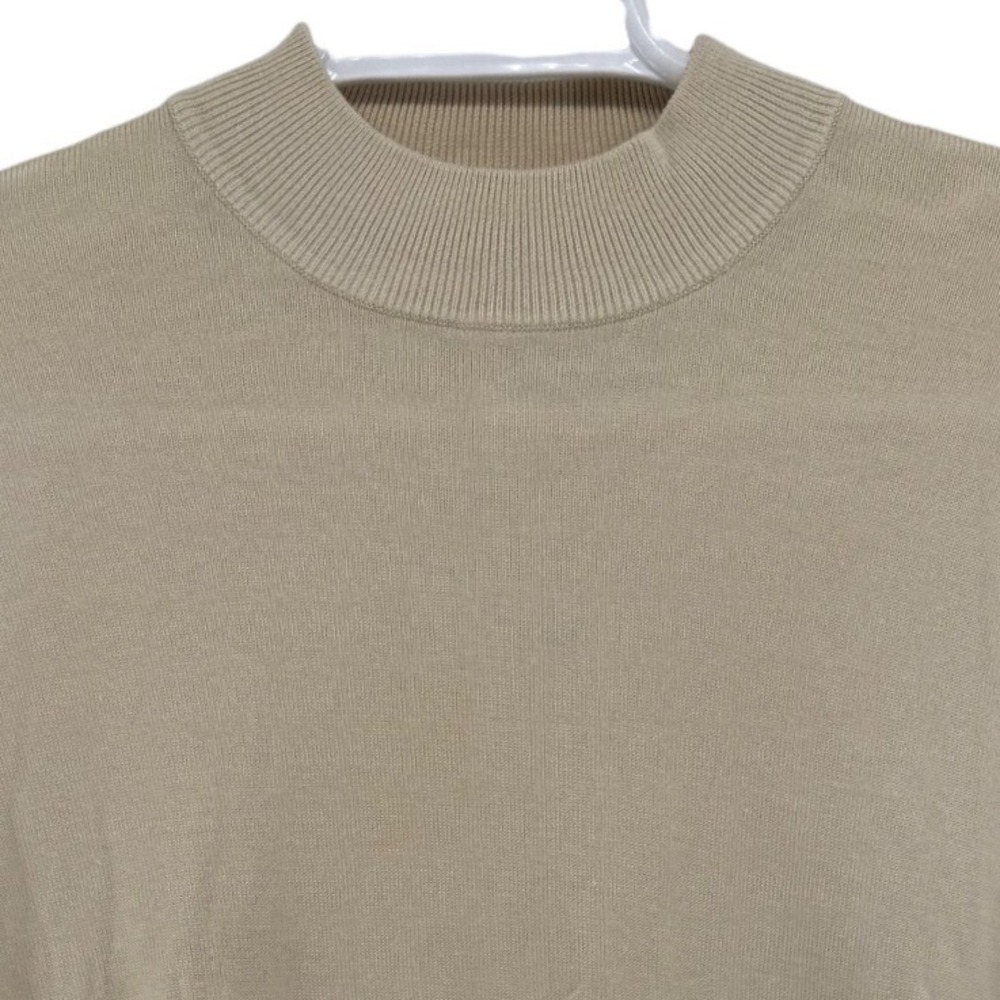 Pronto Uomo Mens Silk Cotton Blend Mock Neck Sweater Beige Medium RN77219